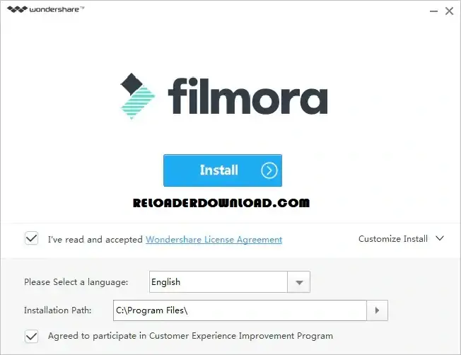 Wondershare Filmora Crackeado software Installation image - Reloaderdownload.com